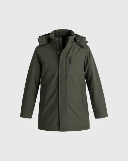 Arthur muška parka s kapuljačom i skrivenim zatvaranjem na patent, maslinasta