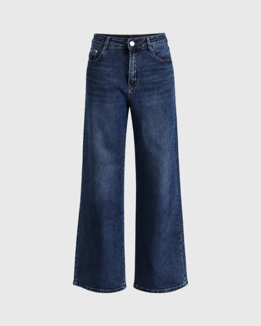 Olea wide leg farmerke tamnog pranja i visokog struka, indigo plave